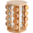 4-Layer 16Jar Circular Bamboo Seasoning Rack Rotating Base Wooden Lid Spice Bottle Bamboo Rack Kitchen Restaurant Spice Rack image
