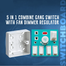 5 In 1 AC 250V 6A Combine 4 Pcs Gang Switch With Fan Dimmer Regulator 2 Pin Socket LED Indicator and Fuse Multicolor Combine Wall Gang All In One- Blue Color image