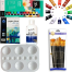 Acrylic Combo Color Set 12 x12, A5 Pad 1 Pcs , Gloss 1 Pcs , 12 Pcs Mix Brush 1 Set, Artists Color Platte 1 Pcs image
