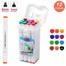 Art Markers Pen Dual Tip Colouring Pens Highlighter Pen Set with Case for Kids Adults Anime Drawing, Sketching, Painting 12 Colours image