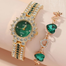 Attractive Watch, Bracelet, Earrings And Chain Combo Set For Girls image