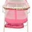 Babies folding Cribs with 4 wheels, with a bottom basket and mosquito nets also Customized to Rocking Bed- Pink image