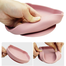 Baby Feeding Dining Plate Cartoon Kids Dishes Eating 1 Plate Plus 2 Spoon Silicone Set Pink image