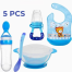Baby Food Bowl, Silicone Rice Hard Spoon Feeder 90ml, Spoon, Fruit Feeder, Baby Bib, Full Set Of Tools Package image