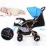 Baby Stroller C3 Pram for Your Baby with Rocking Mood and Adjustable Handle Bar Best Premium Quality Prams Trolly- Blue image