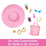 Barbie HPL73 Blonde Doll With Swimsuit And Beach-themed Accessories BARBIE - HPL73 Blonde Doll with Pink and White Swimsuit, Sun Hat, Carry Bag and Beach Accessories, image