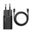 Baseus Super Si Quick Charger 1C 20W CN Sets Black With Superior Series Fast Charging Data Cable Type-C to iP PD 20W 1m -TZCCSUP-A01 image