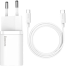 Baseus Super Si Quick Charger 1C 25W EU Sets White（With Mini White Cable Type-C to Type-C 3A 1m White） image