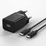 Baseus Super Si Quick Charger 1C 25W EU Sets Black（With Mini White Cable Type-C to Type-C 3A 1m Black)-TZCCSUP-L01 image