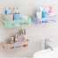 Bathroom Shelf Plastic Toilet Bathroom Vanity Wall Hanging Storage Rack Basket No Trace Stickers image