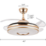 Breezelux 36 Inch Modern Crystal Retractable Luxury Decorative Silent Underlight Invisible Blade Chandelier With Remote Ceiling Fan (Golden) image