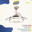 Breezelux 36 Inch Modern Crystal Retractable Luxury Decorative Silent Underlight Invisible Blade Chandelier With Remote Ceiling Fan (Golden) image