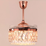 Breezelux Alpha 48 Inch Crystal Retractable Luxury Decorative Silent Underlight Invisible Blade Chandelier With Remote Ceiling Fan (Golden) image