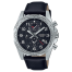 Casio Men’s World Time Black Dial Black Leather Watch image