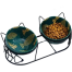 Cute Ceramic Cat Dog Bowl Dish with Iron Stand No Spill Pet Food Water Feeder Cat Ear Shape Cats Small Dogs Pet Bowl image