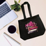 Denim Fabric Tote Bag With Zipper image