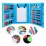 Double Sided Trifold Easel Art Set Portable Art Supplies Drawing Set Box With Oil Pastels Crayons Colored Pencils Markers Paint Brush Sketch Pad For Kids Gift 208 Pcs - Blue image