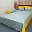 Double Size Flat Cotton Multicolor Ash And White Floral Print) Bed Sheet Set - Two Pillow Covers Included image