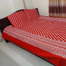 Double Size Flat Cotton Multicolor Ash And White Floral Print Bed Sheet Set - Two Pillow Covers Included image
