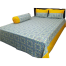 Double Size Flat Cotton Multicolor Ash And White Floral Print) Bed Sheet Set - Two Pillow Covers Included image