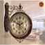 Double-sided Wall Clock European-style Iron Wall Clock Retro Double-sided Wall Clock Ornaments Suitable For Study Office Bedroom Living Room 2021/7/12(Size:large) image