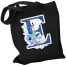 E-Letter Canvas Shoulder Tote Shopping Bag With Flower image
