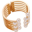 Elegant Gold Tone Cuff Bracelet With Pearl Embellishments 1Pcs image