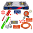 Eurogas Double S.S. Two Burner Auto Gas Stove for LNG/LPG with Complete Accessories (Hot Selling) image