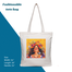 Exclusive Design Printed Canvas Tote Bag With Zipper For Ladies image