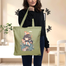 Exclusive Design Printed Canvas Tote Bag With Zipper For Ladies image