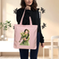 Exclusive Design Printed Canvas Tote Bag With Zipper For Ladies image