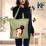 Exclusive Design Printed Canvas Tote Bag With Zipper For Ladies image