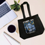 Fashionable Denim Fabric Tote Bag With Zipper image