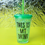 Fashionable Double Layer Plastic Ice Cup With Straw - 500 ml image