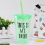 Fashionable Double Layer Plastic Ice Cup With Straw - 500 ml image