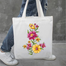 Fashionable White Fabric Tote Bag With Zipper image