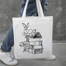 Fashionable White Fabric Tote Bag With Zipper image