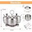 Feeling Mall Pack Of 3 Stainless Steel Sugar Bowl With Lid And Spoon, Stainless Steel Dinner Set (silver, Microwave Safe) image