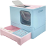 Foldable Cat Litter Box with Scoop, Enclosed Drawer Kitty Potty image