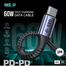 GEEOO 1 Meter Fabrics Cable C-C 60W Fast Charging With Data - DC26C-C image