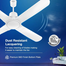 Havells Libeccio BLDC UL 1200mm ABS Blades RF remote 4 blade Underlight Ceiling Fan (Pearl White) image