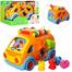 Hola 988 Baby Toys Innovative Vehicle Happy Bus Toy With Music and Light and Blocks Kids Early Learning Educational Toy Gifts image