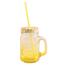 IHW Mason Jar Mug With Straw And Lid Yellow image