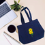 Jeans Fabric Tote Bag With Zipper And Pocket image