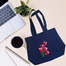 Jeans Fabric Tote Bag With Zipper And Pocket image