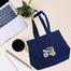 Jeans Fabric Tote Bag With Zipper And Pocket image