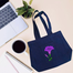 Jeans Fabric Tote Bag With Zipper And Pocket image