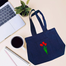 Jeans Fabric Tote Bag With Zipper And Pocket image
