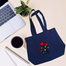 Jeans Fabric Tote Bag With Zipper And Pocket image