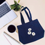 Jeans Fabric Tote Bag With Zipper and Pocket image